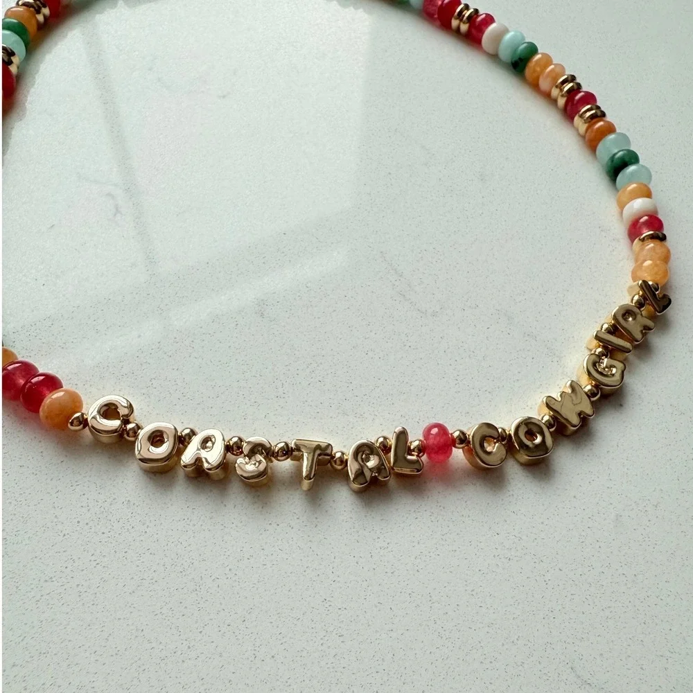 By Anthropologie Beaded‎ Bubble-Letter Necklace - Coastal Cowgirl - NWT